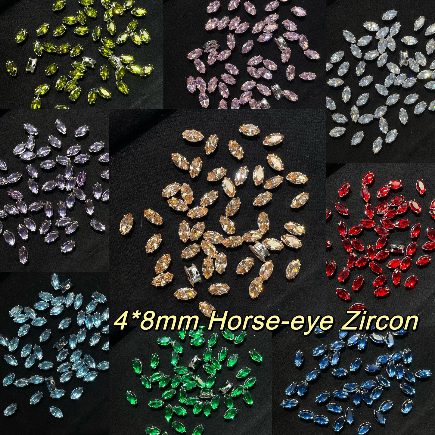 Blingy Collection-4*8mm Horse-eye Zircon Rhinestones Beads (Multiple colors)