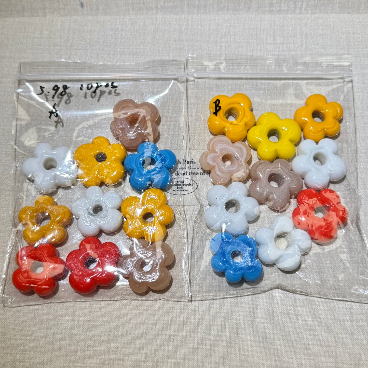 Nepal Glass Flowers Mario Combo 20mm Ring Size (Over $45 Free Shipping)