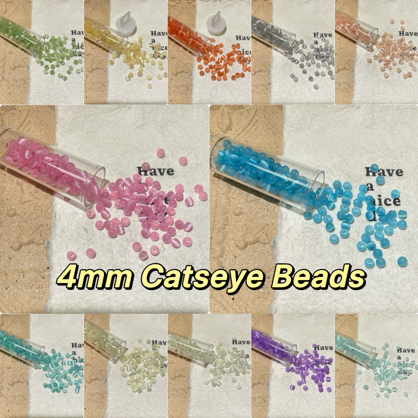 Individual Colors for Uniformed Beads-Catseye 4mm round