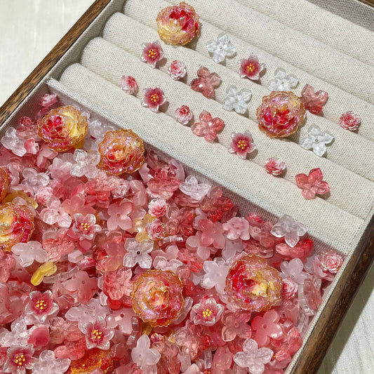 Flower Charms-G29•Red Glow (Over $45 free shipping)