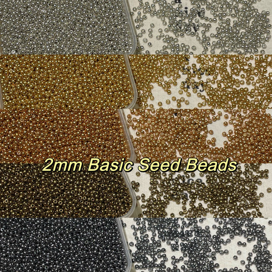 Seed Beads•Basic 2mm Metallic Colors Spacers (Over $45 Free Shipping)